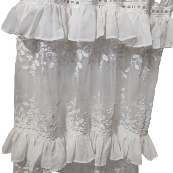 AQUA Embroidered Flounce Lace Sheer Maxi - Picture 6 of 9